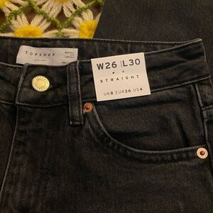 Topshop Black Straight Leg Jeans